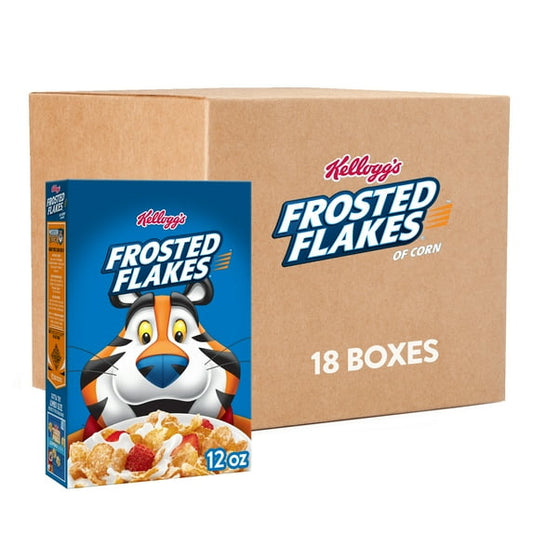 (18 pack) Kellogg's Frosted Flakes Breakfast Cereal, Fat Free, 12 oz