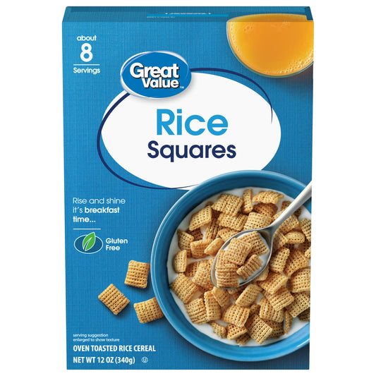 (5 pack) Great Value Rice Squares Breakfast Cereal, 12 oz