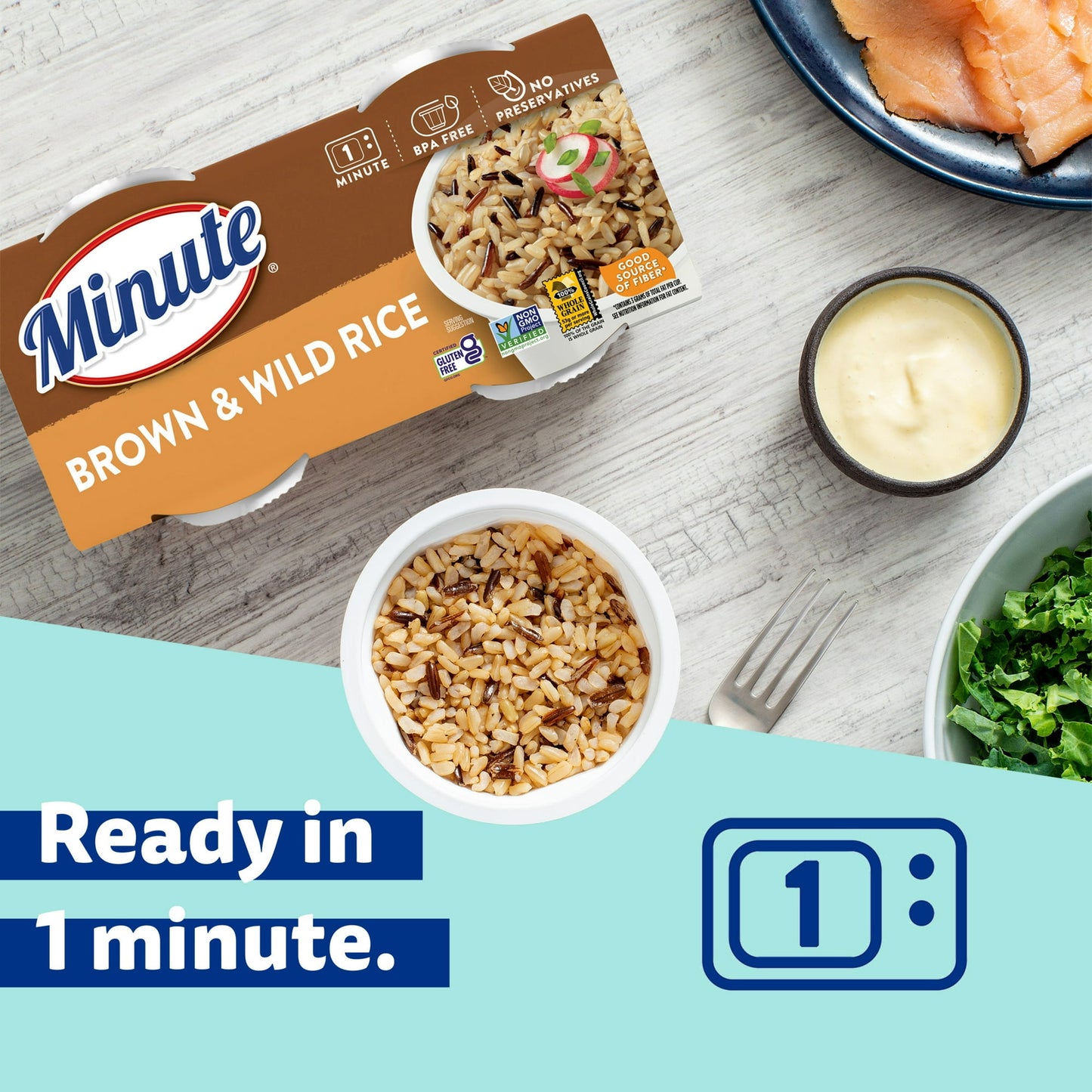 (8 pack) Minute Brown and Wild Rice, Microwaveable Rice Cups, 4.4 oz, 2 Cups