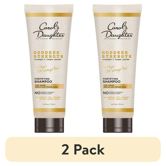 (2 pack) Carol's Daughter Goddess Strength Adult Sulfate Free Moisturizing Shampoo with Castor Oil, 11 fl oz