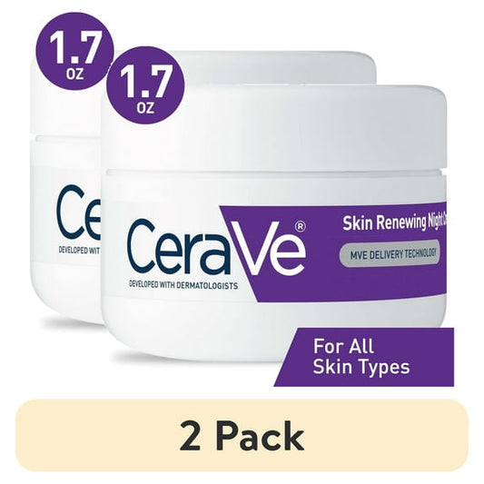 (2 pack) CeraVe Skin Renewing Face Night Cream with Peptide Complex & Hyaluronic Acid for All Skin Types, 1.7 oz
