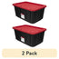(2 pack) Hyper Tough Large Storage Bin, 27 Gallon Plastic Storage Container with Snap-On Lid, Black and Red, Industrial