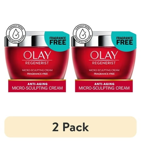 (2 pack) Olay Regenerist Micro-Sculpting Cream Face Moisturizer, Fragrance-Free, 1.7 oz
