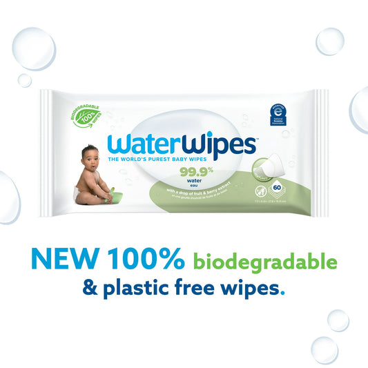 WaterWipes Combo Pack Baby Wipes, Unscented & Sensitive Skin, 9 Resealable Packs (540 Wipes)