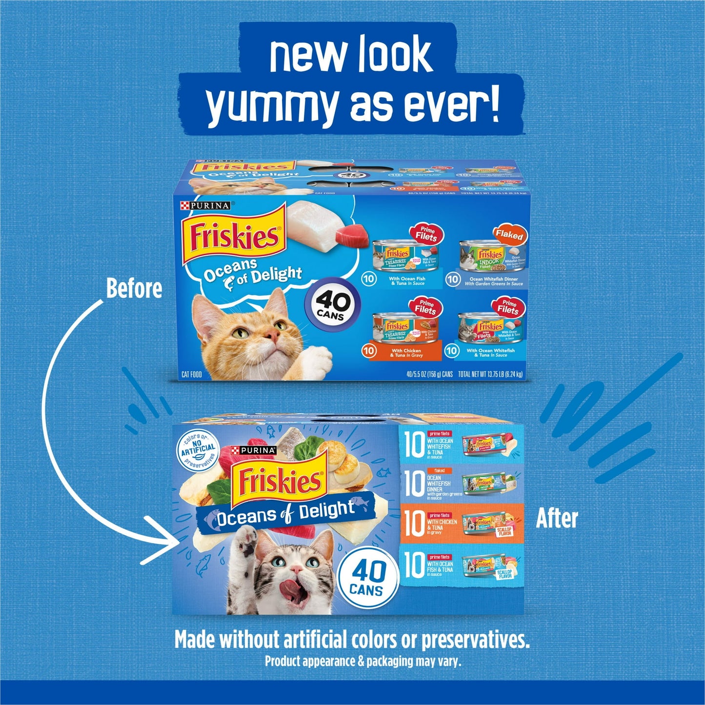 Purina Friskies Ocean Of Delight Gravy Variety Pack, Wet Cat Food, 5.5 oz Cans, 40 Pack
