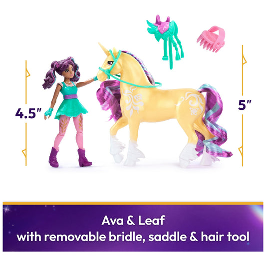 Unicorn Academy, Ava & Leaf with 2 Riding Accessories, Toys for Girls Ages 4+