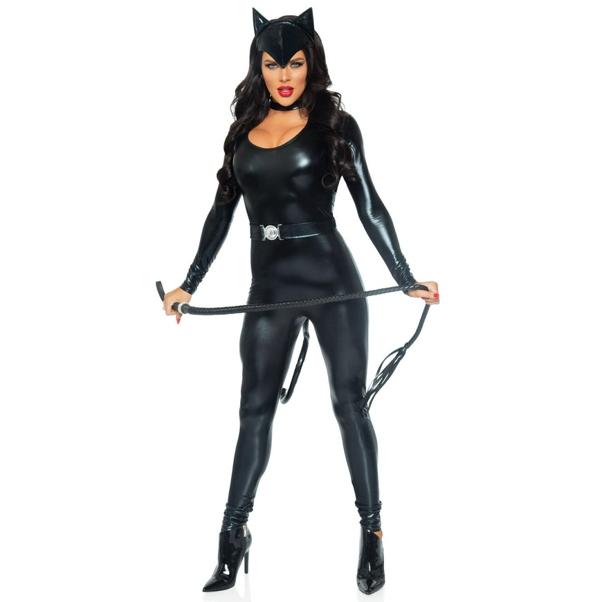Leg Avenue Batman Feline Femme Fatale Villain Catsuit Women's whalloween Fancy-Dress Costume for Adult, L