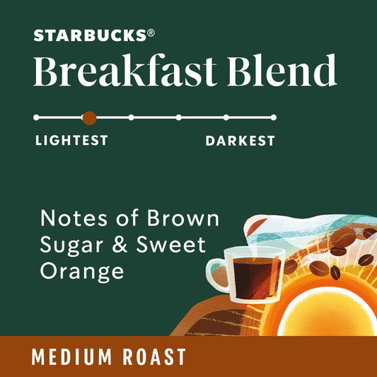 Starbucks, Breakfast Blend Medium Roast K-Cup Coffee Pods, 44 Count K Cups
