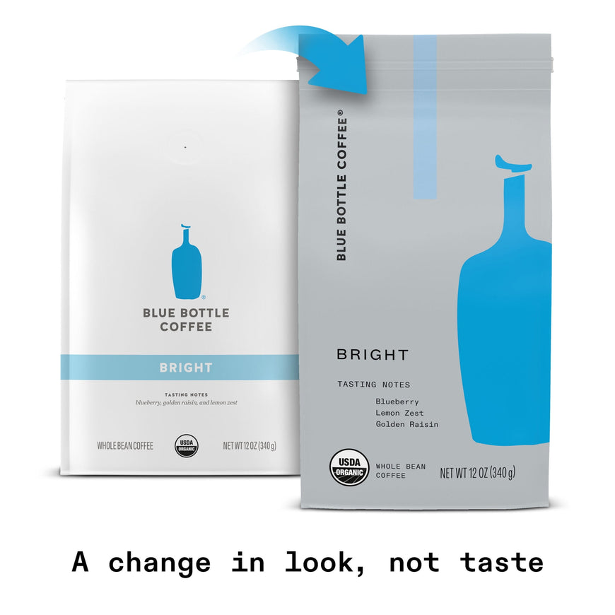 Blue Bottle Coffee, Bright, Organic Gourmet, Light Roast, Whole Bean, 12 oz