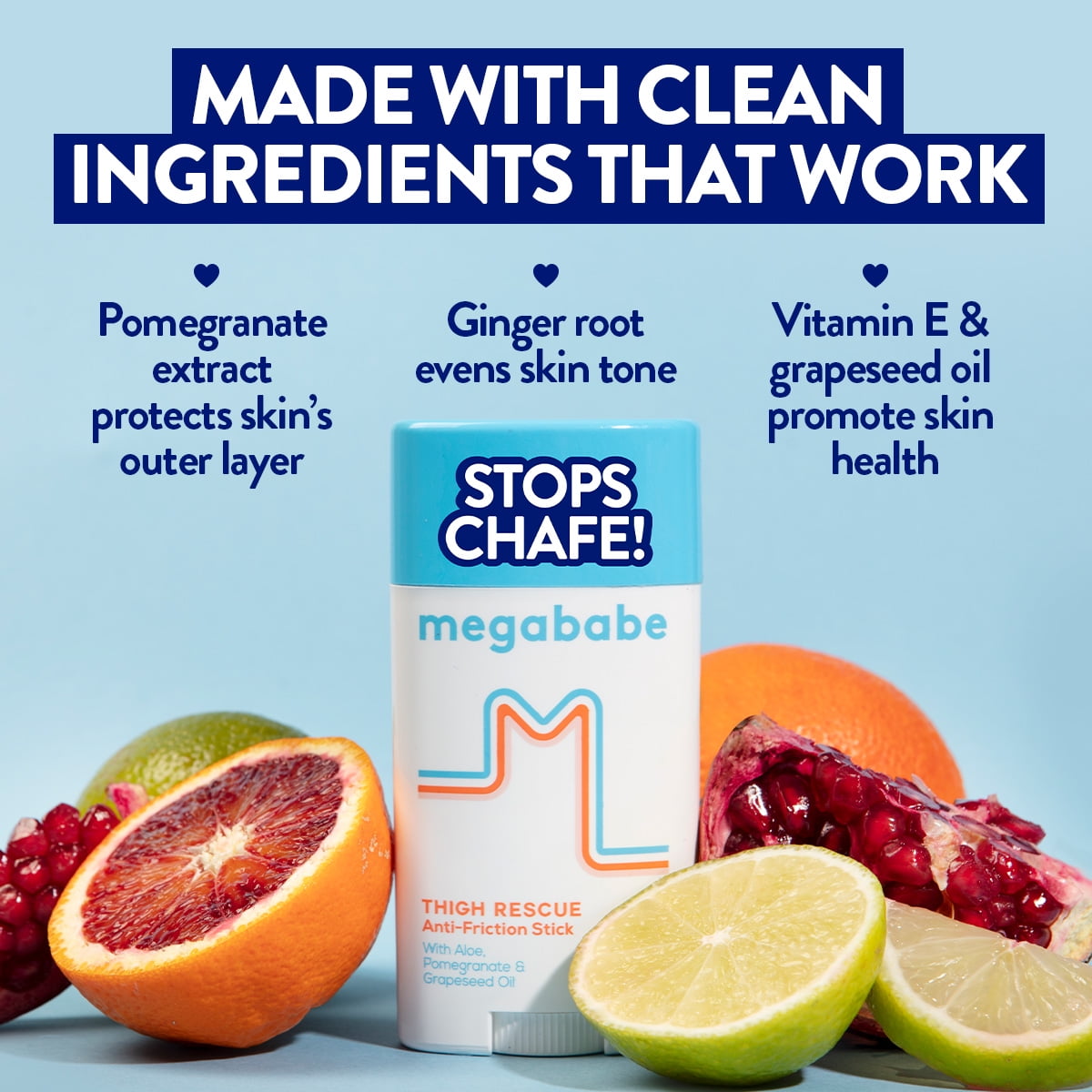 Megababe Thigh Rescue Anti-Chafe Stick, Prevents Skin Chafe & Irritation, 2.12 oz