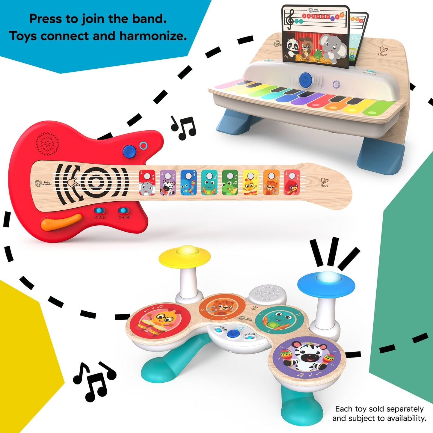 Baby Einstein Together in Tune Guitar_ Wireless Wooden Musical Toddler Toy, Magic Touch, Age 6 months+