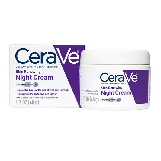 (2 pack) CeraVe Skin Renewing Face Night Cream with Peptide Complex & Hyaluronic Acid for All Skin Types, 1.7 oz