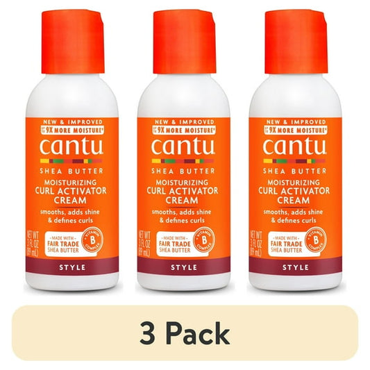 (3 pack) Cantu Moisturizing Curl Activator Cream with Shea Butter, 3 fl oz, Travel Size