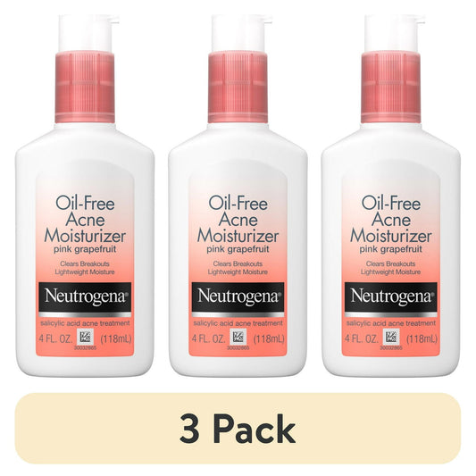 (3 pack) Neutrogena Pink Grapefruit Acne Face Moisturizer, Oil-Free, 4 fl oz