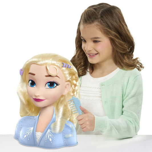 Disney Frozen 2 Elsa Styling Head, 17-Pieces Include Wear and Share Accessories, Blonde, Hair Styling for Kids, Kids Toys for Ages 3 up