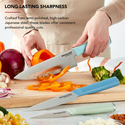 KitchenAid Classic 3-Piece Stainless Steel Chef Knife Set, Blue Velvet, Pistachio, Mineral Water