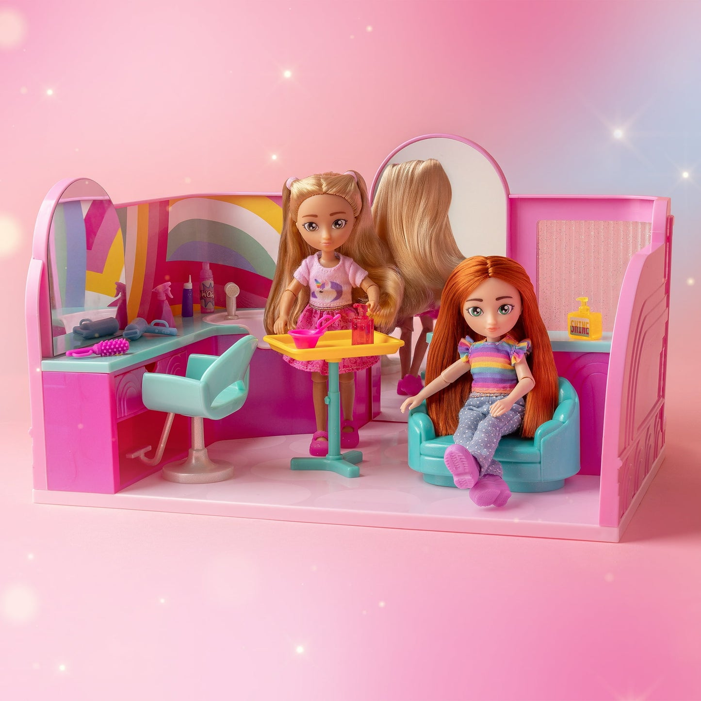 Hey Bestie Lush & Lovely Hair Salon 19 Piece Playset for (5.5-inch) Small Dolls, Toys for Kids 3 Years & Up