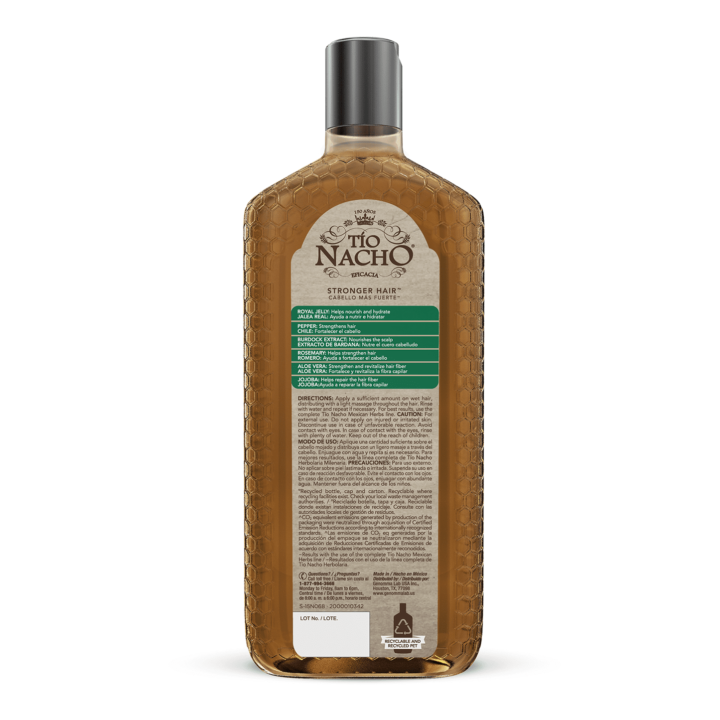(3 pack) Tio Nacho Mexican Herbs Shampoo, Strengthening Hair Care with Royal Jelly, Ginseng, Wheat and Jojoba Oil, Honey Scented-14 Fl Oz