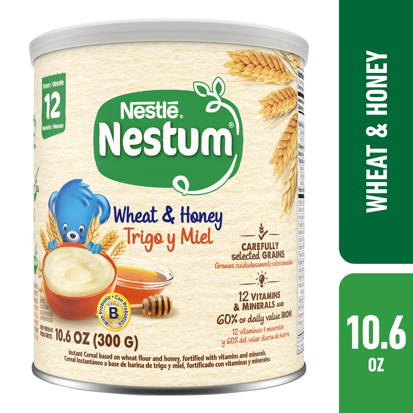 (4 pack) NESTLE Nestum Wheat and Honey Cereal 10.5 oz. Canister 10.6 oz