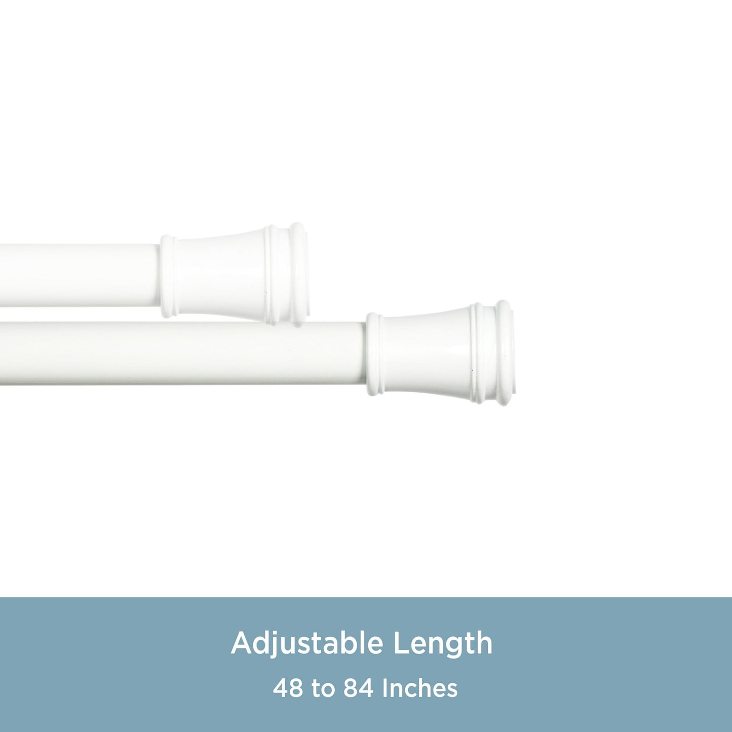 Kenney¨ Rogers 5/8" Twist & Fitª No Tools Adjustable Tension Window Curtain Rod, 48-84", White