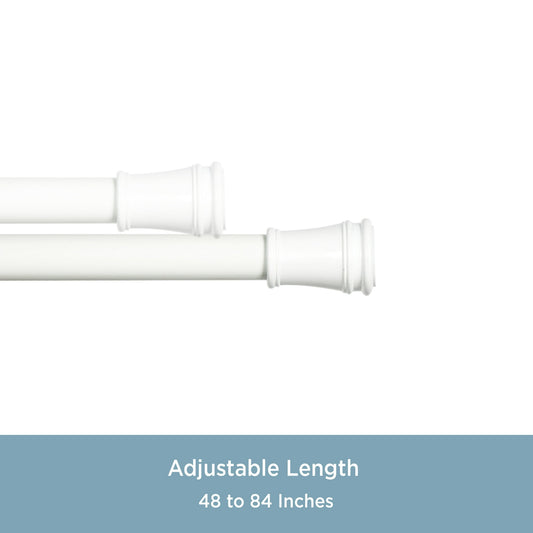 Kenney¨ Rogers 5/8" Twist & Fitª No Tools Adjustable Tension Window Curtain Rod, 48-84", White