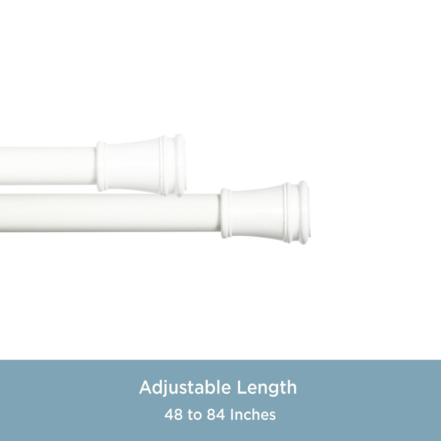 Kenney® Rogers 5/8" Twist & Fit™ No Tools Adjustable Tension Window Curtain Rod, 48-84", White