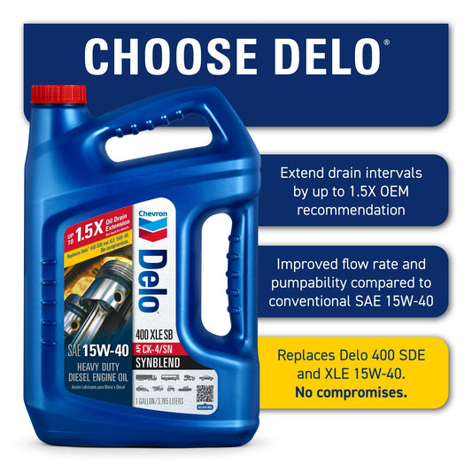 Delo 400 XLE SB Synthetic Blend SAE 15W-40 Heavy-Duty Diesel Motor Oil 1 Gallon