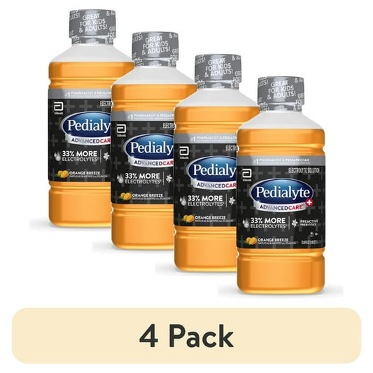 (4 pack) Pedialyte AdvancedCare Plus Electrolyte Drink, Orange Breeze, 1 Liter