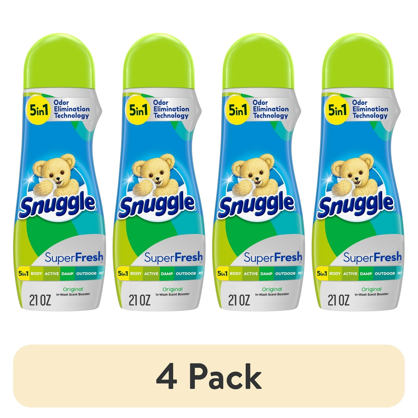 (4 pack) Snuggle SuperFresh In Wash Scent Booster, Original, 21 Ounce