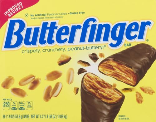Butterfinger Full Size Candy Bar, 36 Count, Crispety Crunchety Peanut-Buttery On-The-Go Sweet Treat, 1.9 oz Each