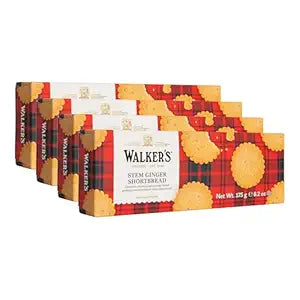 Walker's Shortbread Stem Ginger Cookies, Pure Butter Shortbread Cookies, 6.2 Oz Box (Pack of 4)