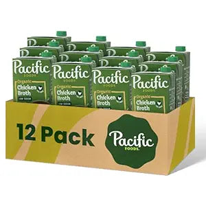 Pacific Foods Low Sodium Organic Free Range Chicken Broth, 32 oz Carton (Case of 12)