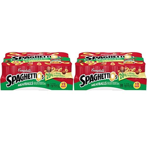SpaghettiOs Campbell's Canned Pasta with Meatballs, 15.6 Ounce. Can, Pack of 24
