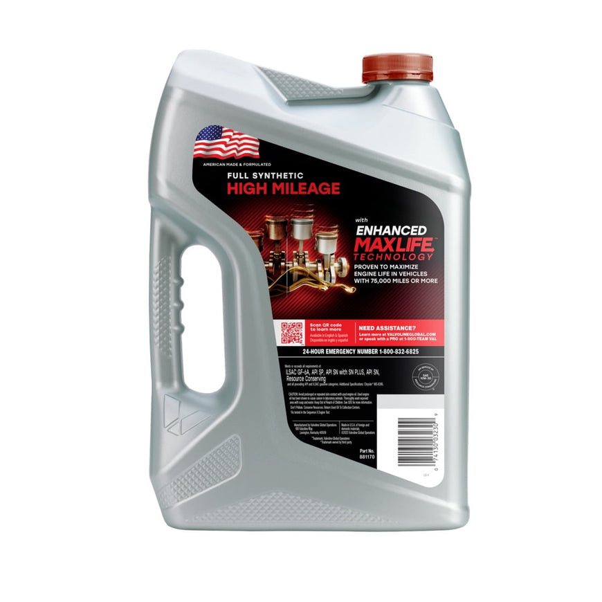Valvoline Full Synthetic High Mileage MaxLife 10W-30 Motor Oil 5 QT