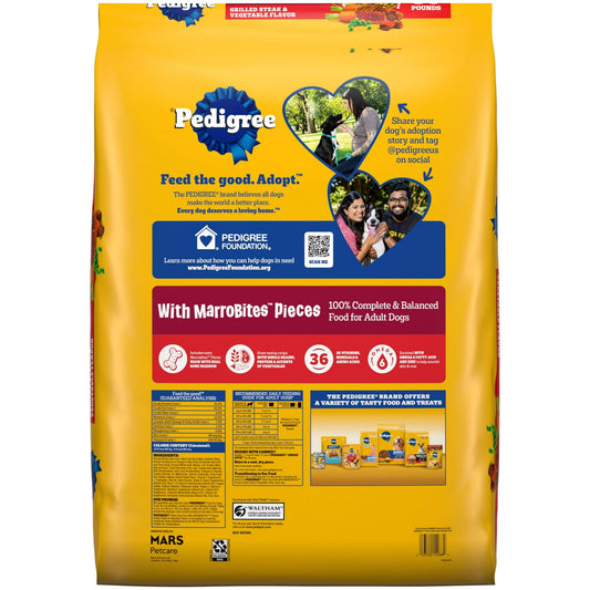 Pedigree With MarroBites Pieces Adult Dry Dog Food, Grilled Steak and Vegetable Flavor, 36 lb. Bag