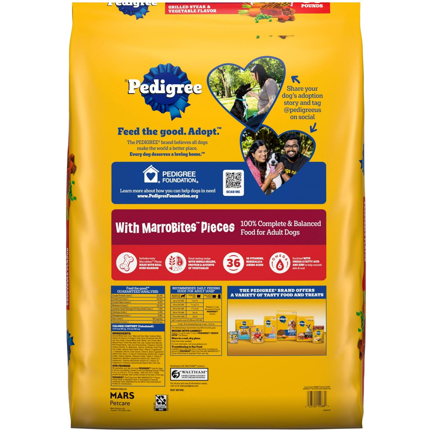 Pedigree With MarroBites Pieces Adult Dry Dog Food, Grilled Steak and Vegetable Flavor, 36 lb. Bag