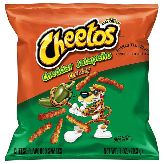 Cheetos Crunchy Cheddar Jalapeno Cheese Flavored Puffed Snacks, 1oz Bags, 40 Count Multipack
