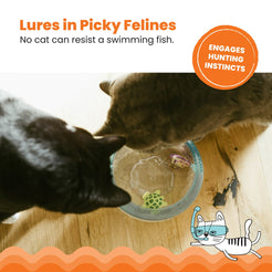 Catstages Meow-smerizing Fish Bowl for Cats with Two Water Cat Toys, Electronic Swimming Fish and Floating Turtle Included, Blue