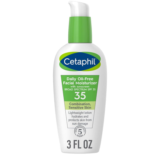 Cetaphil Face Moisturizer, Daily Oil Free Facial Moisturizer with SPF 35, For Dry or Oily Combination Sensitive Skin, Fragrance Free Face Lotion (Packaging...