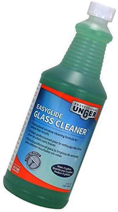 Unger Professional Streak-Free EasyGlide Glass Cleaner Concentrate, 32 oz – Ammonia-Free, Makes 25 Gallons of Solution , Safe for Tinted Windows, LOW-E Glass, Windshields & Mirrors