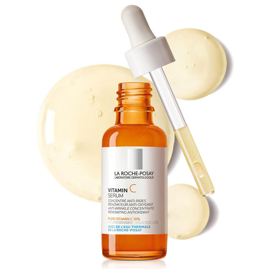 la Roche-Posay Pure Vitamin C Face Serum with Hyaluronic Acid & Salicylic Acid, Anti Aging Face Serum for Wrinkles & Uneven Skin Texture to Visibly...