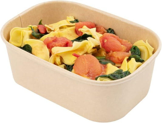 Restaurantware Bio Tek 25.4 Ounce To Go Containers 100 PE Coated Paper Food Containers - Lids Sold Separately Freezable Kraft Paper Disposable Serving Bowls For Hot And Cold Foods