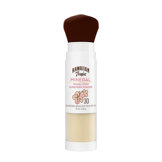 Hawaiian Tropic Mineral Powder Sunscreen Brush SPF 30 | SPF Powder Sunscreen for Face, Brush On Sunscreen Powder for Face, Translucent Powder SPF 30, Hawaiian Tropic Sunscreen Powder, 0.15oz

