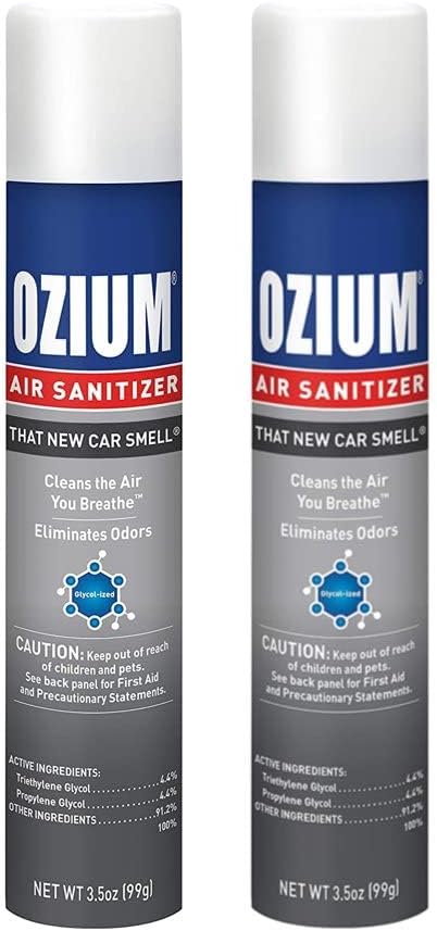 Ozium 3.5oz Air Sanitizer Spray & Odor Eliminator for Homes, Cars, Offices and More, New Car Smell, (Pack of 2)