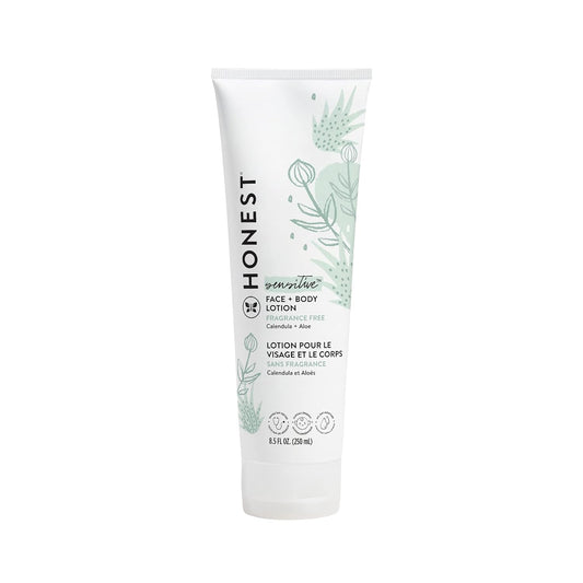 The Honest Company Hydrating Face + Body Lotion | Fast Absorbing, Naturally Derived, Hypoallergenic | Fragrance Free Sensitive, 8.5 fl oz
