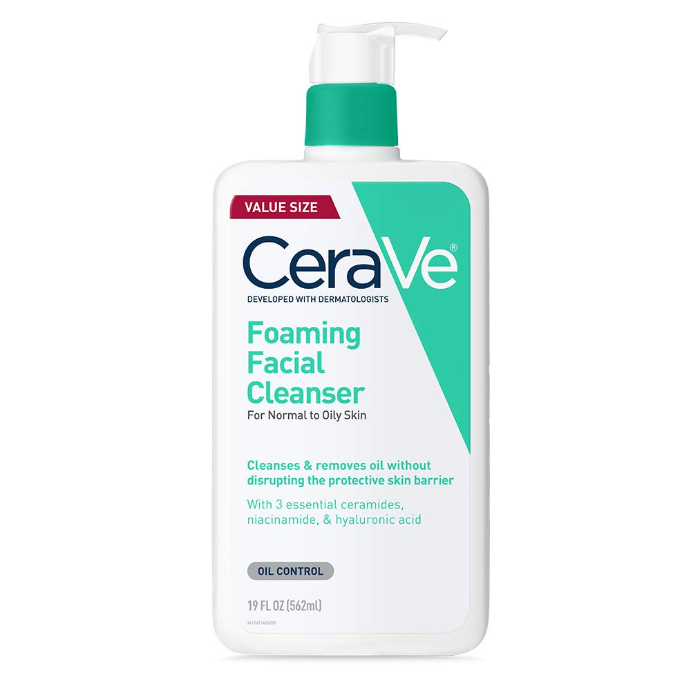 CeraVe Foaming Facial Cleanser | Daily Face Wash for Oily Skin with Hyaluronic Acid, Ceramides, and Niacinamide| Fragrance Free Paraben Free | 19 Fluid Ounce