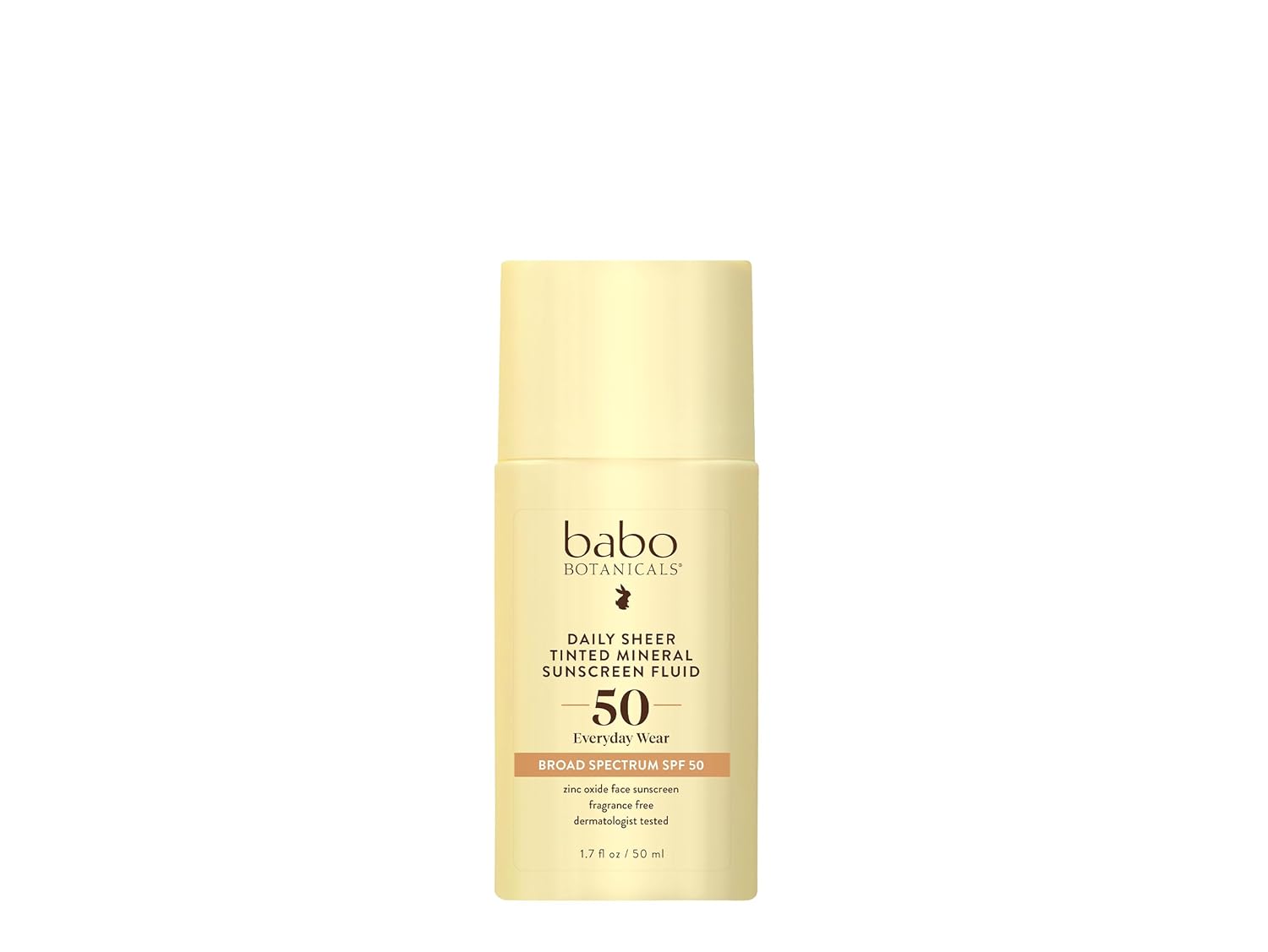 Babo Botanicals Daily Sheer Tinted Mineral Sunscreen Fluid SPF50 - Natural Zinc Oxide - Passion Fruit Oil - Golden-Hued Tint - Fragrance Free -...