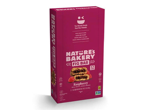Nature’s Bakery Whole Wheat Fig Bars, Raspberry, Real Fruit, Vegan, Non-GMO, Snack bar, 1 box with 12 twin packs (12 twin packs) (1501080090)