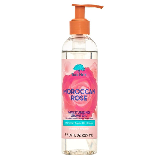 Tree Hut Bare Moroccan Rose Moisturizing Shave Oil, 7.7 fl oz, Gel-to-Oil Formula, Ultra Hydrating Barrier for a Close, Smooth Shave, For All Skin Types