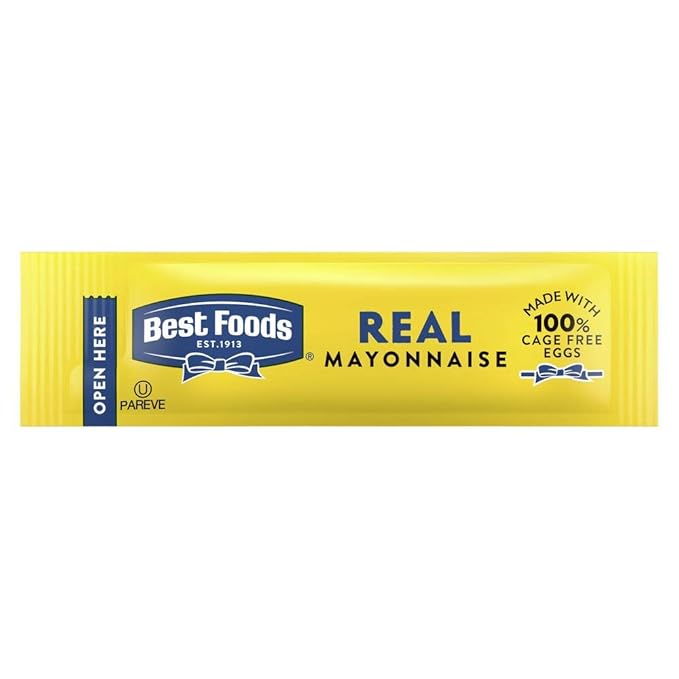 Best Foods Real Mayonnaise Stick Packets Easy Open, Condiment for Sandwiches, Salads, Mayo Made with 100% Cage Free Eggs, Gluten Free, 0.38 oz, Pack of 210
